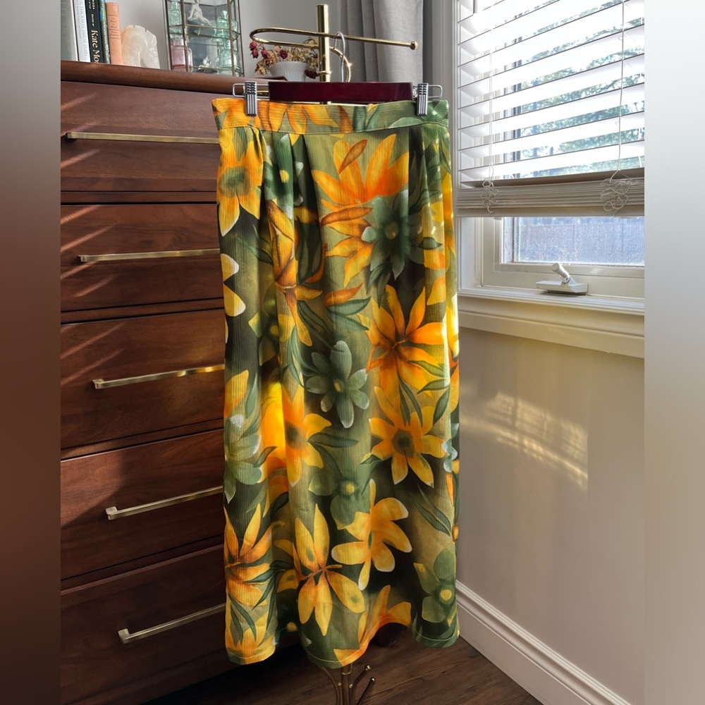 Floral Maxi Skirt in Yellow and Green